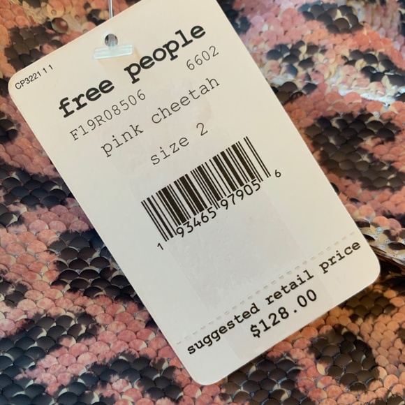 Free People Skinny Sequin Pink Cheetah Skirt Mini - Picture 8 of 9